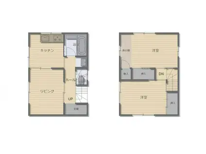 中央本線 八王子駅 バス乗車時間：22分 甲の原市民農園バス停で下車 徒歩3分 2階建 築53年(3K)の間取り写真