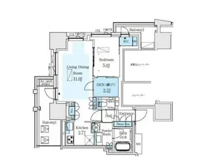 プラウドタワー名駅(1LDK/4階)の間取り写真