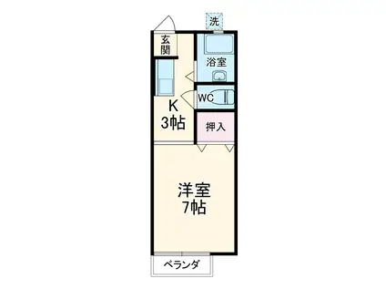 コスモスハイツ(1K/2階)の間取り写真
