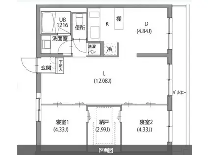 CULUM浜田山(2LDK/1階)の間取り写真
