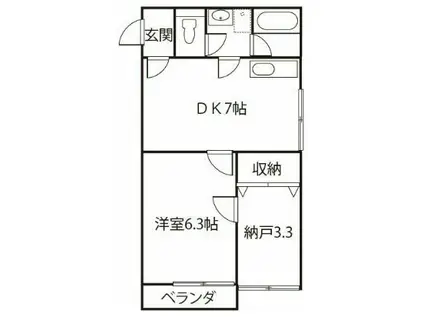 スマイル Ⅱ(1SDK/1階)の間取り写真