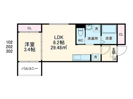 REVIVE上尾(1LDK/2階)の間取り写真