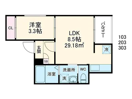 REVIVE上尾(1LDK/1階)の間取り写真