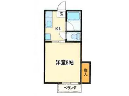 シャンティA(1K/2階)の間取り写真