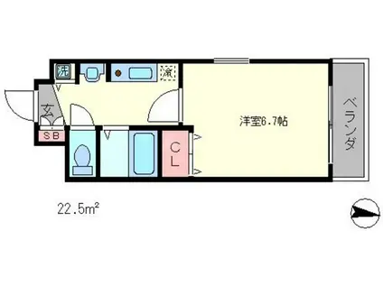 スワンズ京都二条城北(1K/4階)の間取り写真