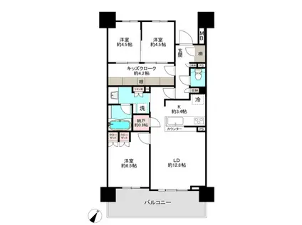 クレヴィア豊田多摩平の森レジデンス(3LDK/3階)の間取り写真