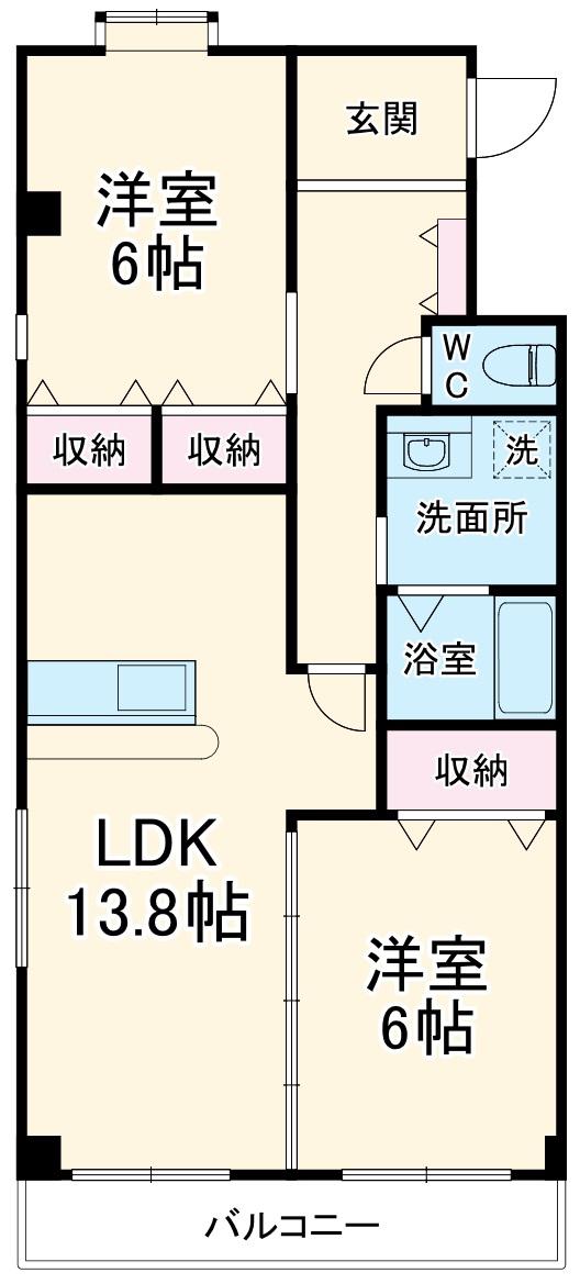 エコトピア上川原(2LDK/2階)の間取り写真