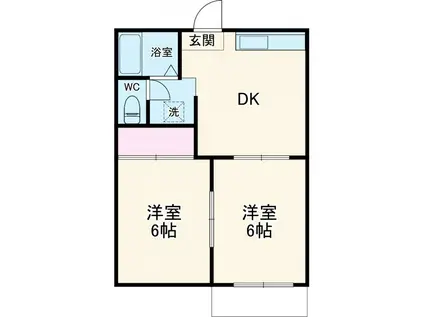 フォーブル小土(2DK/1階)の間取り写真