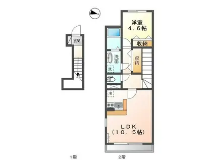 パークサイド大丸(1LDK/2階)の間取り写真