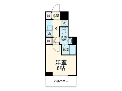GENOVIA原木中山ⅡSKYGARDEN(1K/3階)の間取り写真