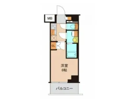 GENOVIA原木中山ⅡSKYGARDEN(1K/3階)の間取り写真