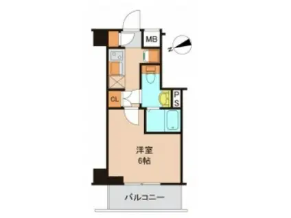 GENOVIA原木中山ⅡSKYGARDEN(1K/5階)の間取り写真