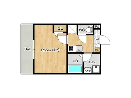 ジーメゾン八王子散田(1K/3階)の間取り写真