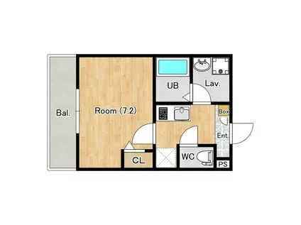 ジーメゾン八王子散田(1K/3階)の間取り写真