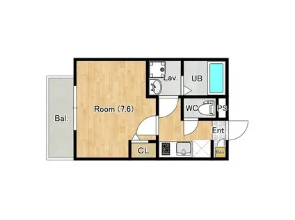 ジーメゾン八王子散田(1K/1階)の間取り写真