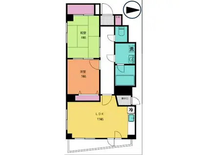 ランドジッツ平塚(2LDK/1階)の間取り写真