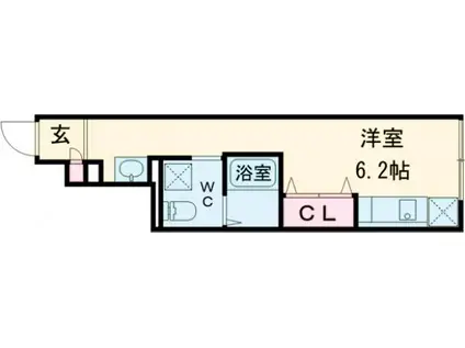 ソルナクレイシア桜新町Ⅱ(ワンルーム/1階)の間取り写真