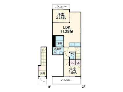 G MAISON豊中蛍池(2LDK/2階)の間取り写真