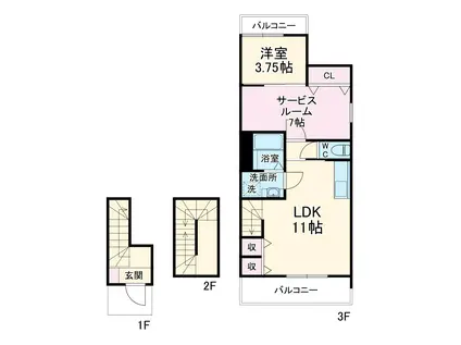 G MAISON豊中蛍池(2LDK/3階)の間取り写真