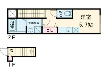 ソルナクレイシア桜新町Ⅱ(ワンルーム/2階)の間取り写真