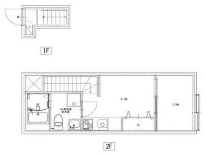 ソルナクレイシア桜新町Ⅱ(1DK/2階)の間取り写真