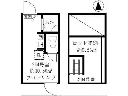 ディ・アーモレディ(ワンルーム/2階)の間取り写真