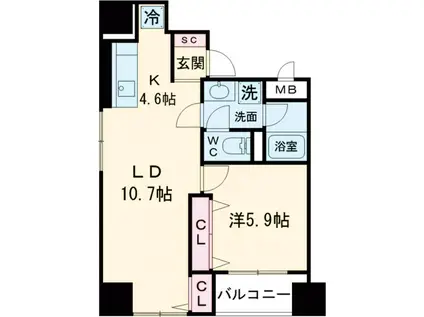 レジデンス南大塚スクエア(1LDK/7階)の間取り写真