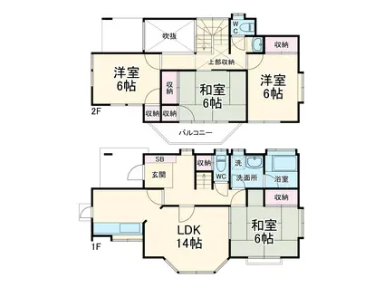 東武伊勢崎・大師線 南羽生駅 徒歩56分 2階建 築36年(4LDK)の間取り写真