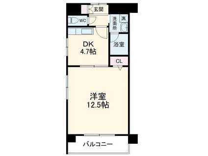 クレイン向野(1DK/7階)の間取り写真