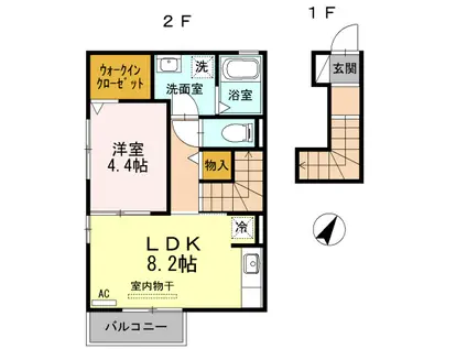 碧エイト(1DK/2階)の間取り写真
