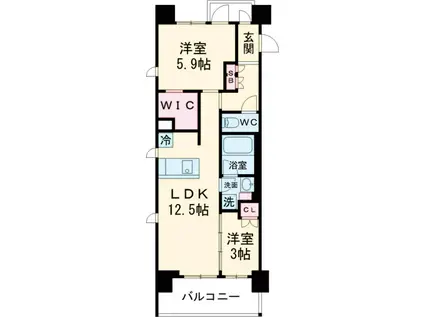 ラクレイス国分寺(2SLDK/3階)の間取り写真