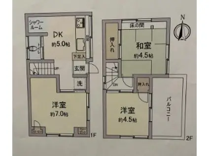 西武鉄道狭山線 下山口駅 徒歩22分 2階建 築55年(3DK)の間取り写真