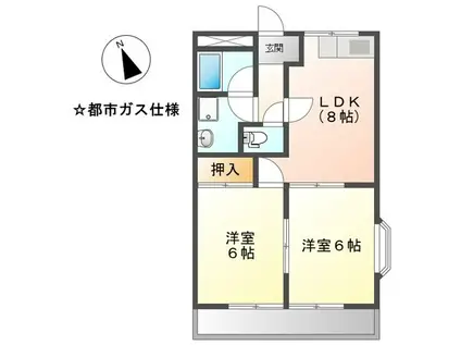サニー加島(2DK/2階)の間取り写真