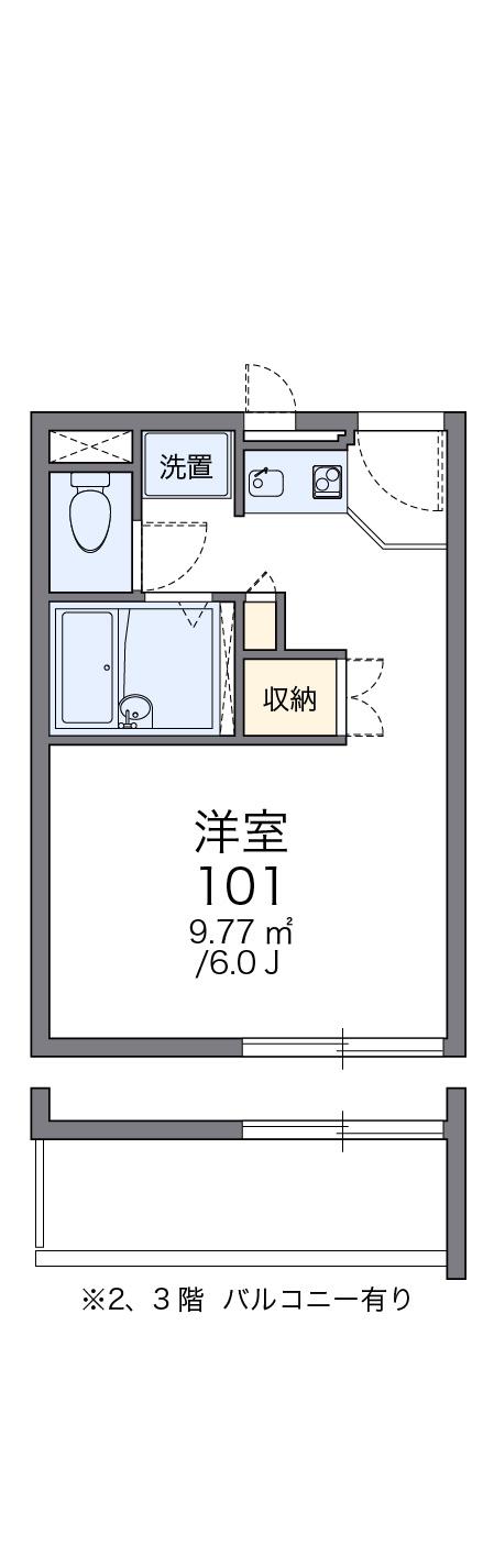 レオパレスヴァンⅡ(1K/3階)の間取り写真