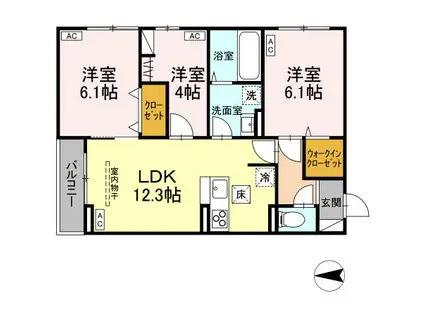Dスクエア本町(3LDK/3階)の間取り写真