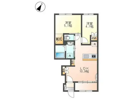 グランデ壱番館(2LDK/1階)の間取り写真