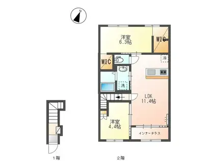 グランデ壱番館(2LDK/2階)の間取り写真