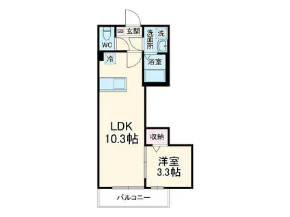 BESTSTAGE大間2丁目Ⅰ(1LDK/2階)の間取り写真