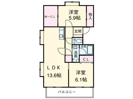 イーストコート箱崎(2LDK/7階)の間取り写真