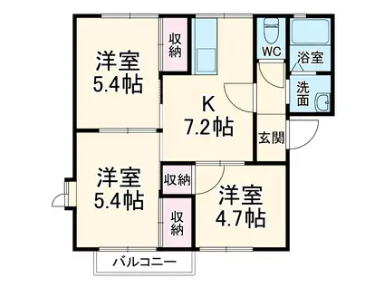 ファミール綾瀬(3DK/2階)の間取り写真