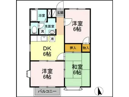 メゾンボヌールB(3DK/2階)の間取り写真