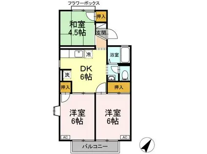 ドミール恋ヶ窪A(3DK/2階)の間取り写真