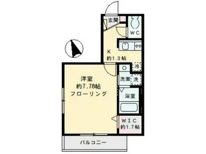 ラパン ド ルネ B(1K/1階)の間取り写真