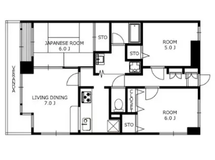 アクアマリン希望ヶ丘B棟(3LDK/4階)の間取り写真