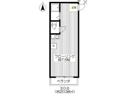 松本ビル(ワンルーム/3階)の間取り写真