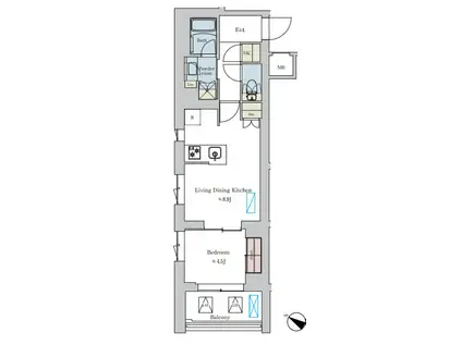 BRILLIA IST 洗足池の杜(1LDK/4階)の間取り写真