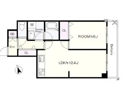 モンシャトー国分寺明星(1LDK/2階)の間取り写真