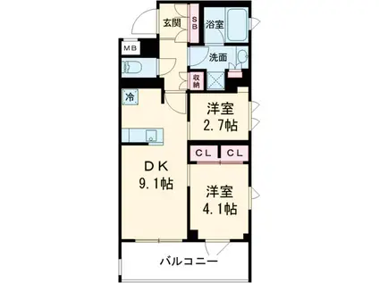 BRILLIA IST 洗足池の杜(2LDK/2階)の間取り写真