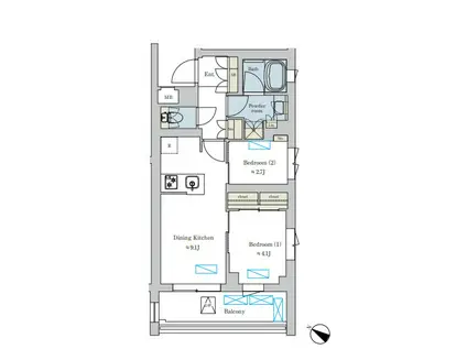 BRILLIA IST 洗足池の杜(2LDK/4階)の間取り写真