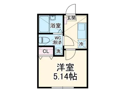 PRUNUS保土ヶ谷Ⅲ(1K/2階)の間取り写真